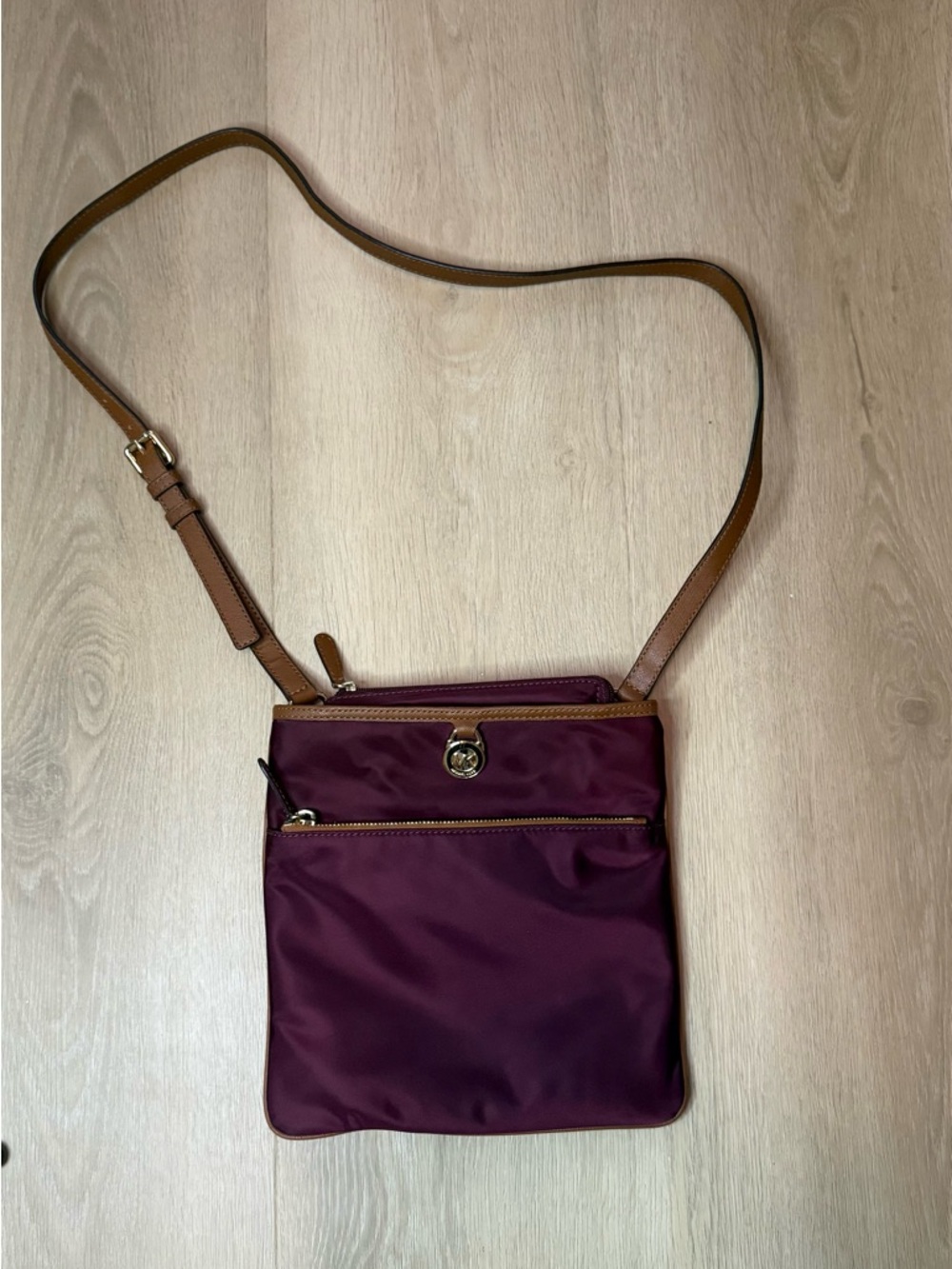 Michael Kors Women's Kempton Burgundy Nylon Messenger Crossbody Bag